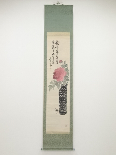JAPANESE HANGING SCROLL / HAND PAINTED / PEONY (1930)